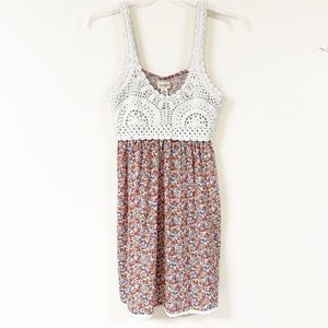 JESSICA SIMPSON Floral Print Sleeveless Crochet Top Size Large